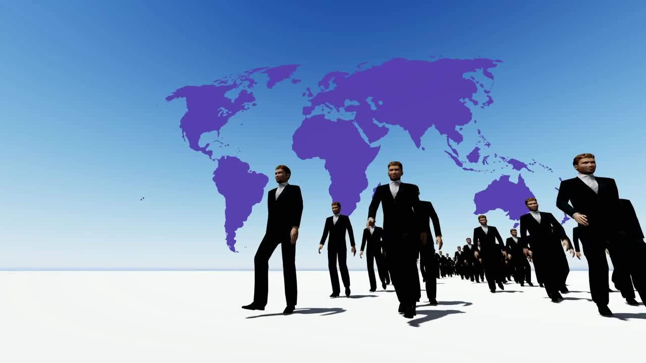 Video Stock Businessmen Walking With A World Map Behind Live Wallpaper For PC - Free Download