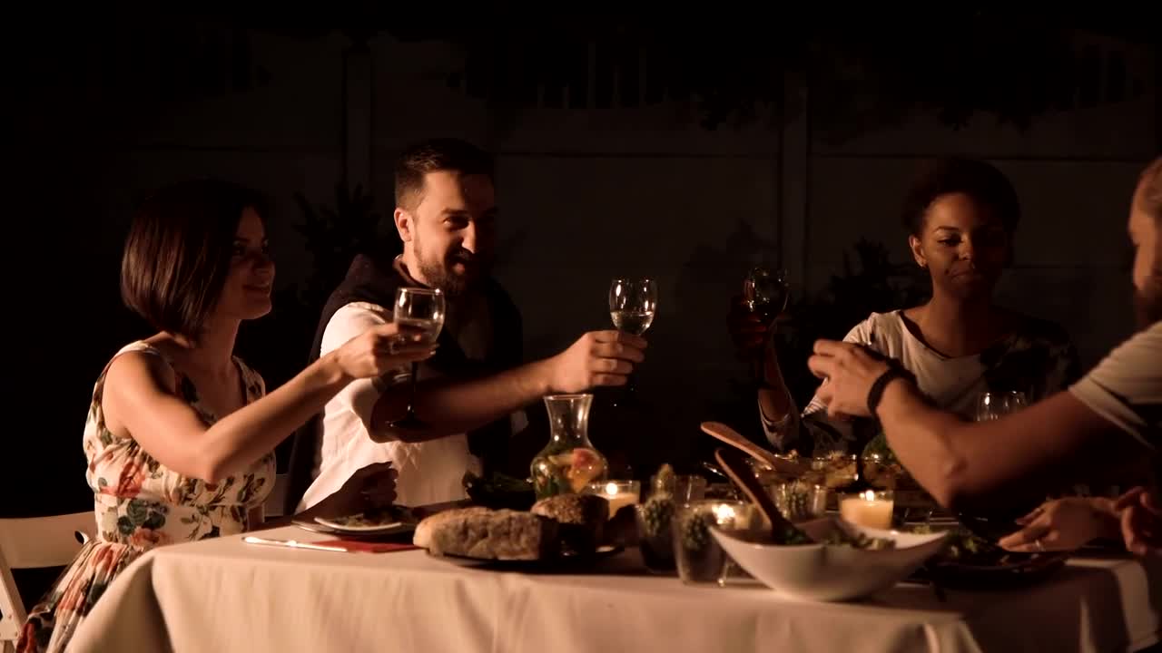 Stock Video Friends Having A Lovely Dinner In The Garden Live Wallpaper For PC - Free Download