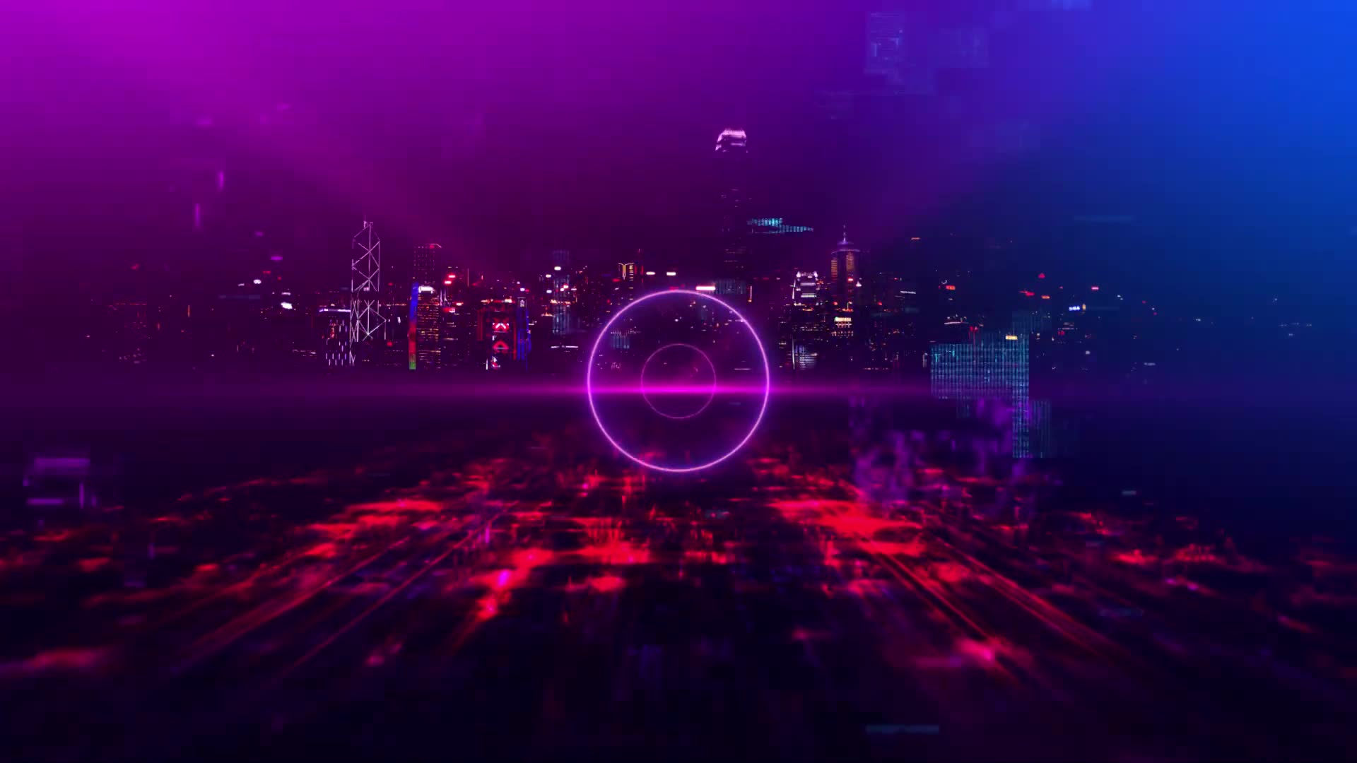 Cyberpunk Сity Digital Road Travel Looped 3D Animated Wallpaper - Free Download