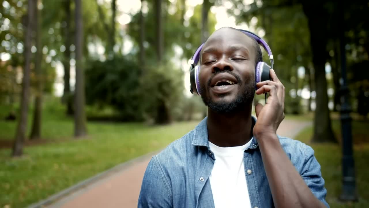 Stock Video Man Inspired By Music While On Walk In Par Animated Wallpaper - Free Download
