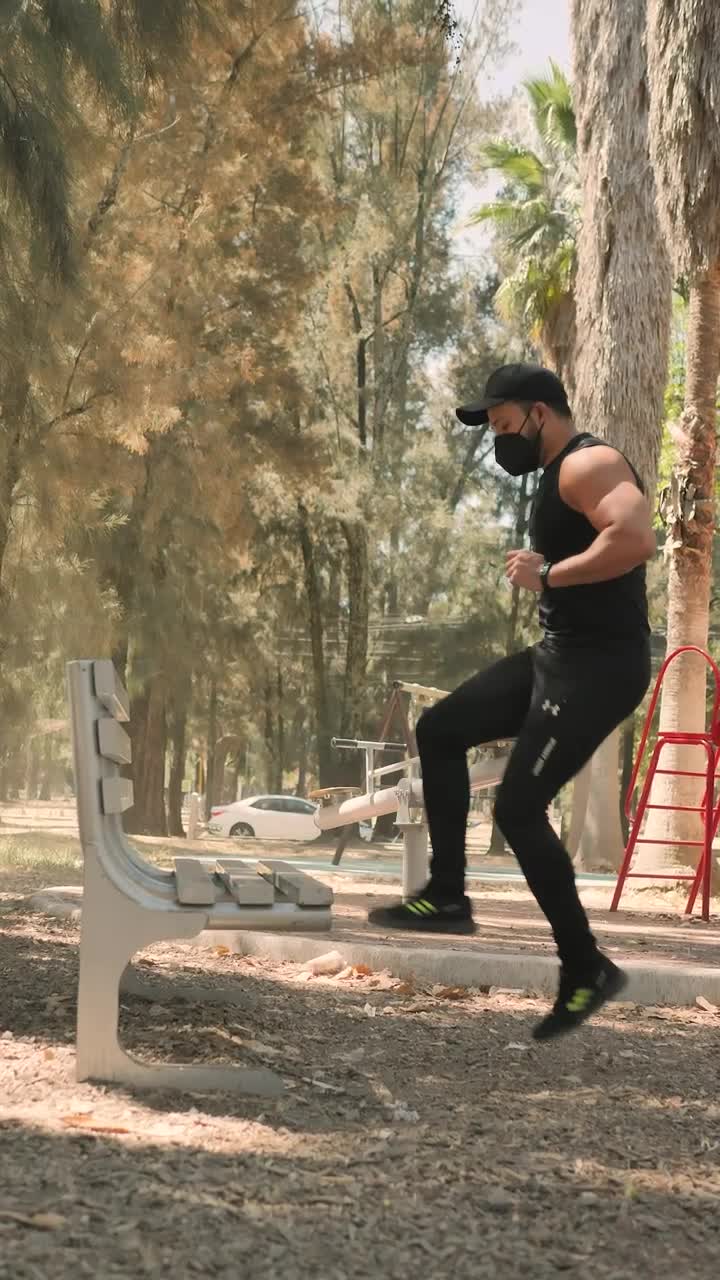 Stock Video Man Doing Workout On A Park Bench Animated Wallpaper - Free Download