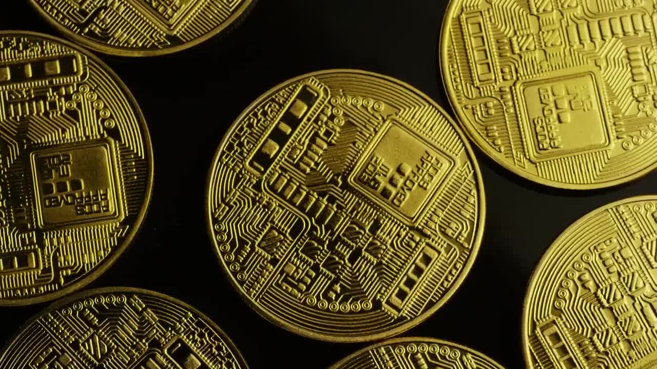 Stock Video Cryptocurrencies Rotating On A Black Surface Live Wallpaper For PC - Free Download
