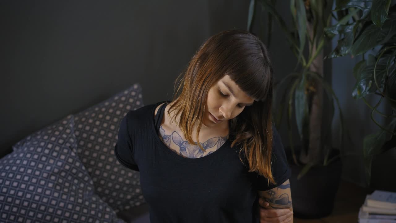 Free Stock Video Young Woman Head On Doing Neck Stretches Live Wallpaper - Free Download