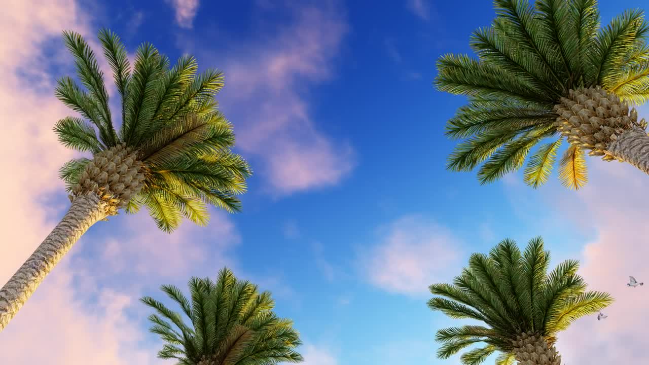 Free Video Stock Sky Of A Sunny Day With Birds And Palm Trees Live Wallpaper - Free Download