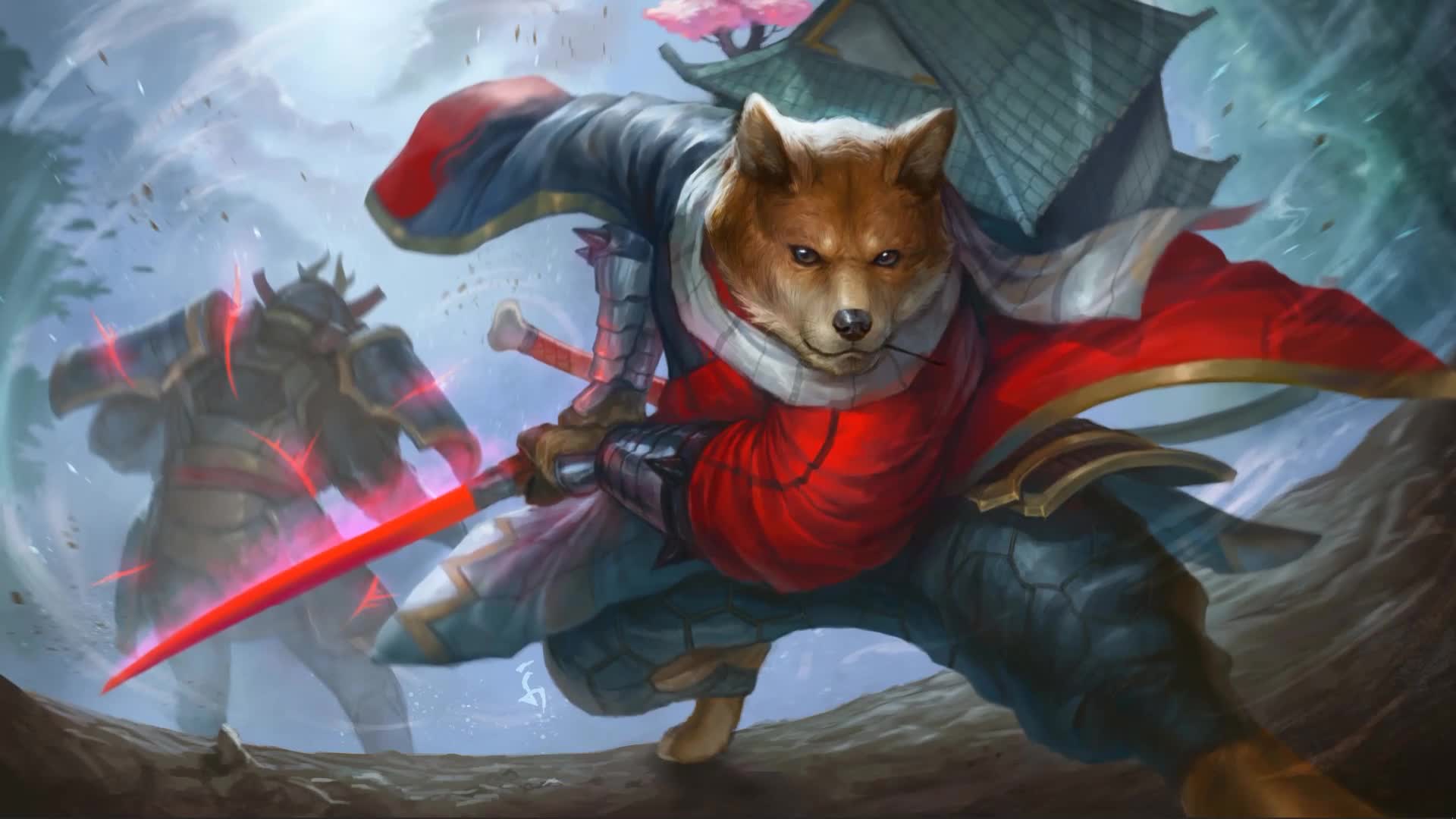 Samurai Doge With Red Sword Live Wallpaper - Free Download