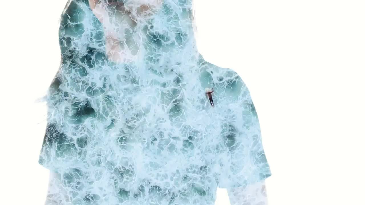 Stock Video Double Exposure Video Of A Woman And Surfers Live Wallpaper For PC - Free Download