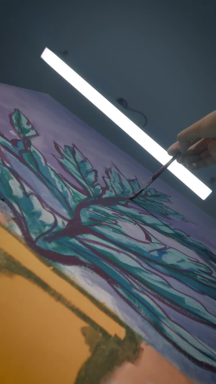 Stock Video Low View Of An Artist Painting On Canvas Animated Wallpaper - Free Download