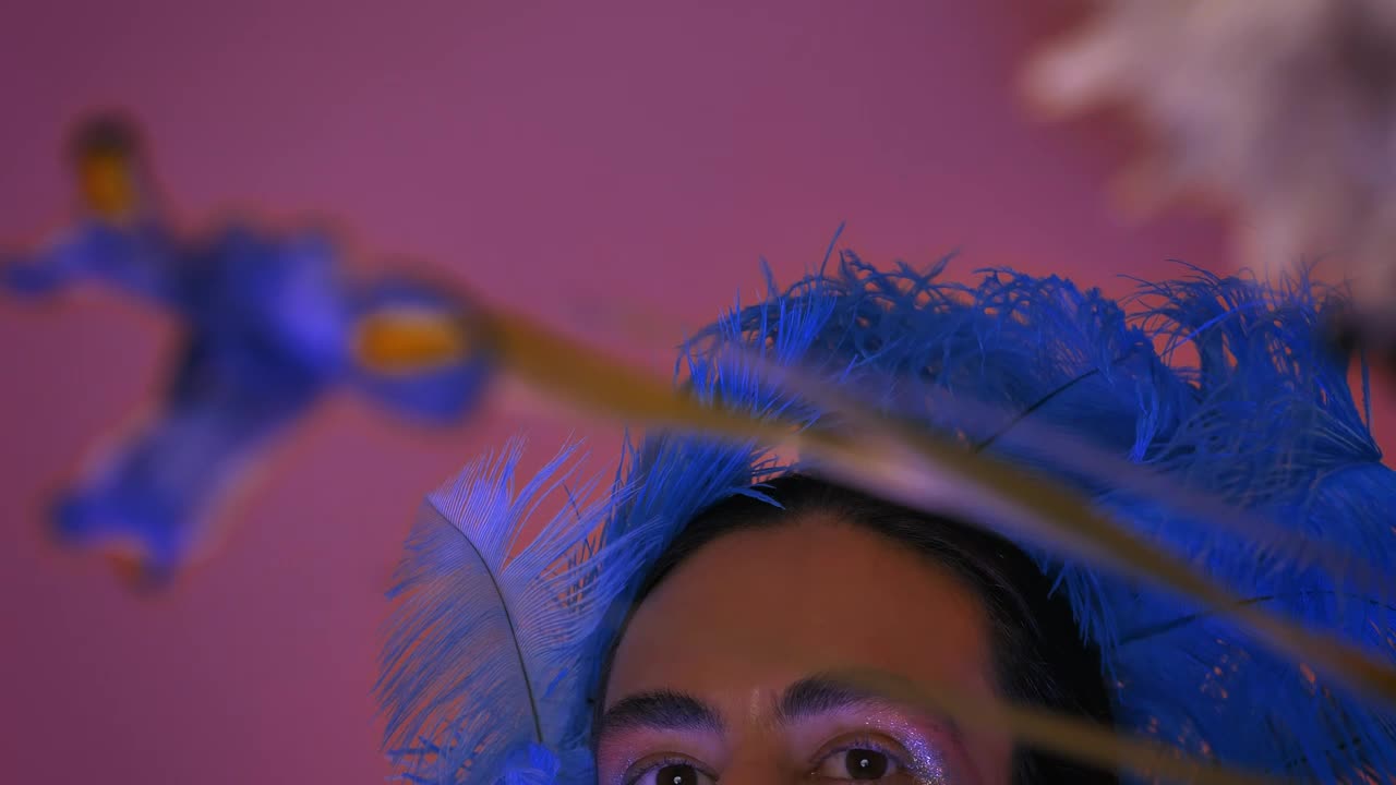 Stock Video Gay Boy With Colorful And Extravagant Makeup And Dress Live Wallpaper For PC - Free Download