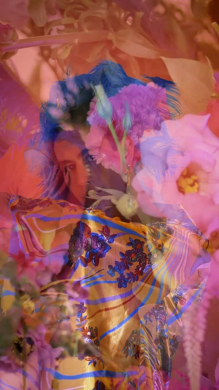 Stock Video Extravagant Gay Boy In Abstract Video With Flowers Live Wallpaper For PC - Free Download
