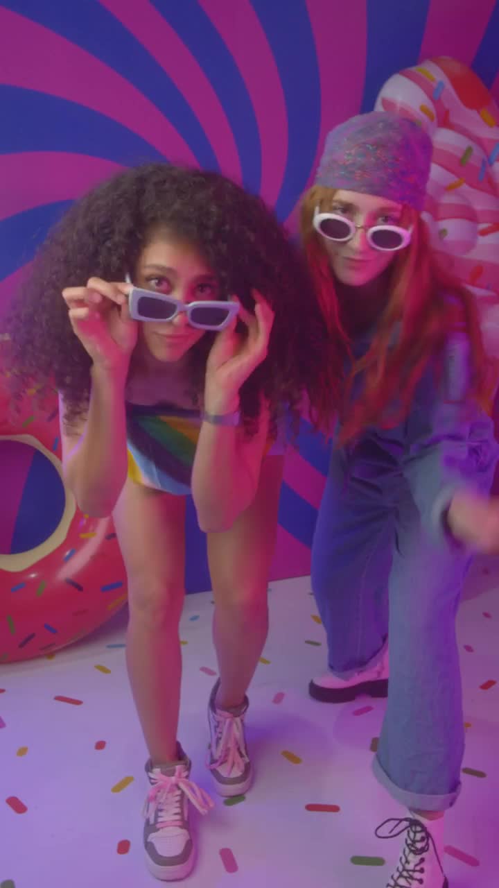 Free Stock Video Two Girls Dancing In A Colorful Spot Live Wallpaper - Free Download