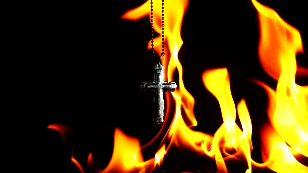 Stock Video Crucifix Burning On Black Background Live Wallpaper For PC - Free Download