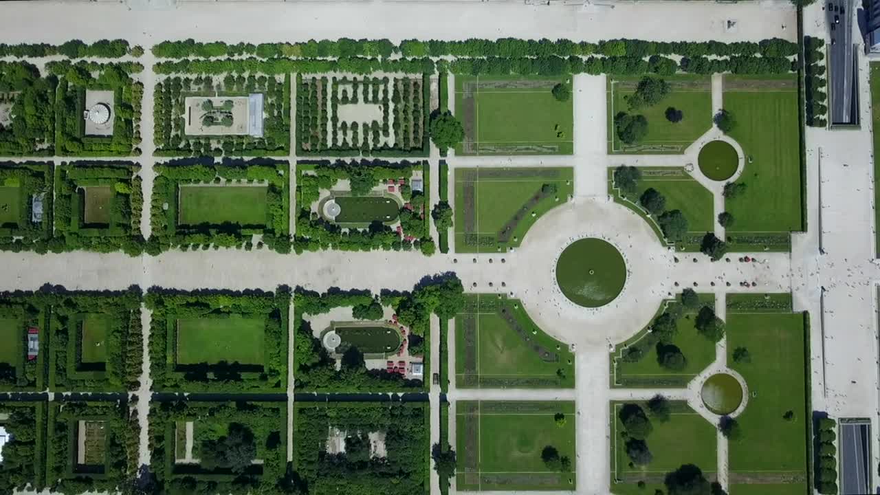 Free Video Stock top aerial shot of paris tuileries garden Live Wallpaper - Free Download
