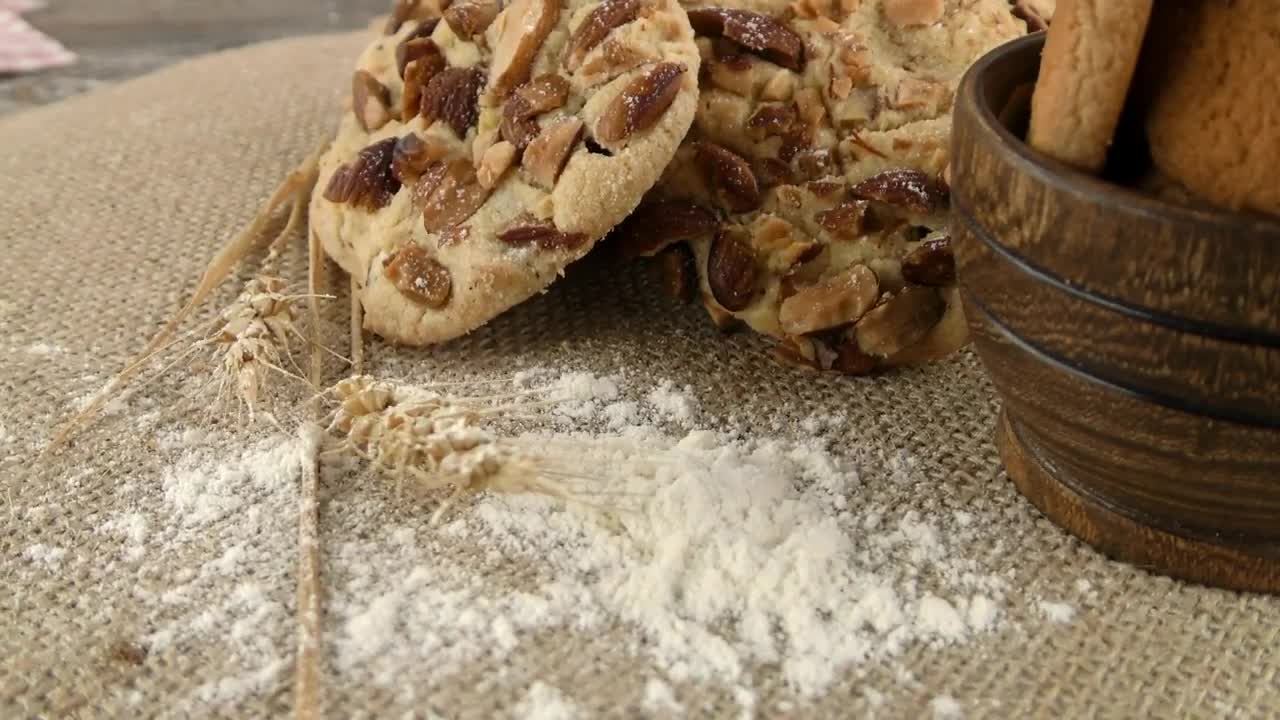 Stock Footage Wheat Cookies With Almonds Live Wallpaper - Free Download