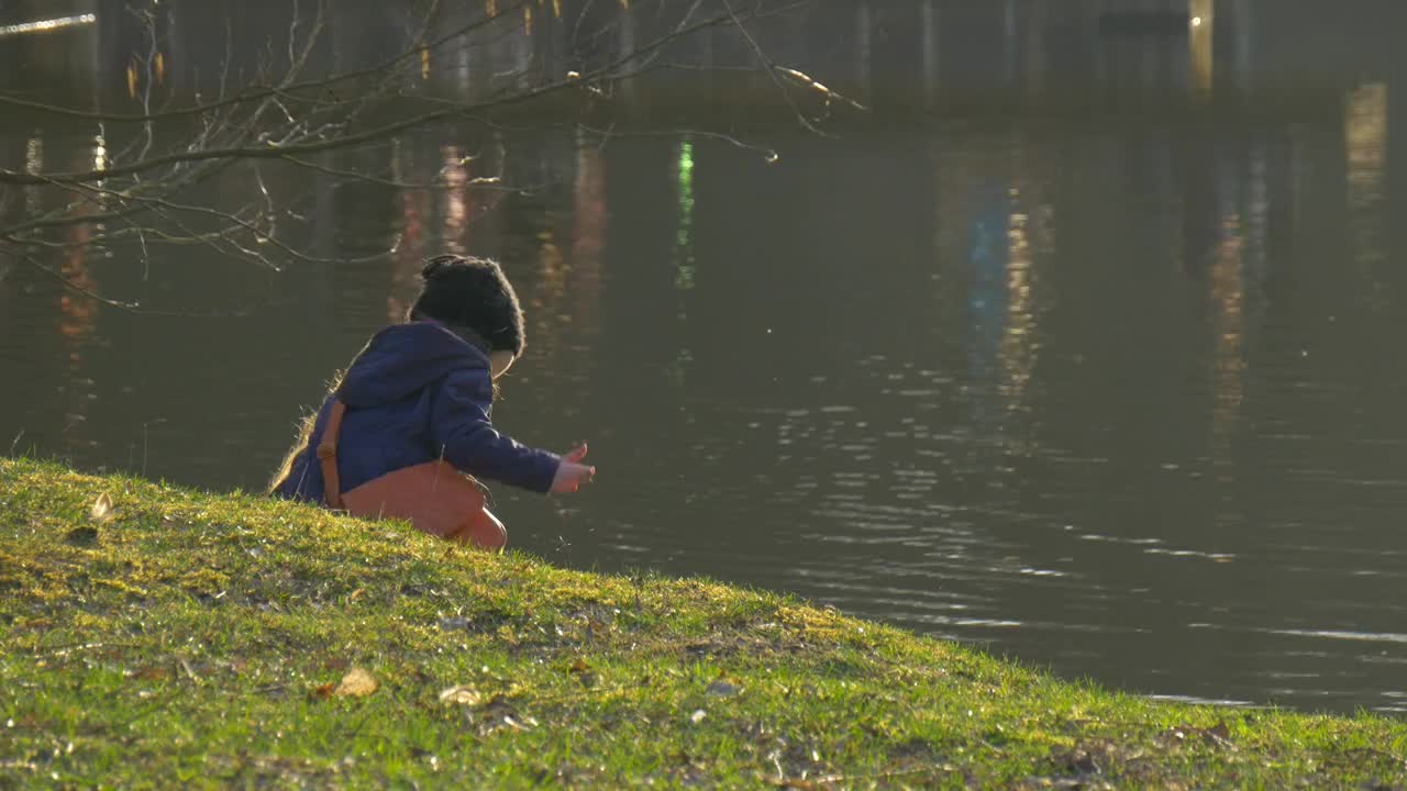 Stock Video Little Girl Playing In The Lakeshore Animated Wallpaper - Free Download
