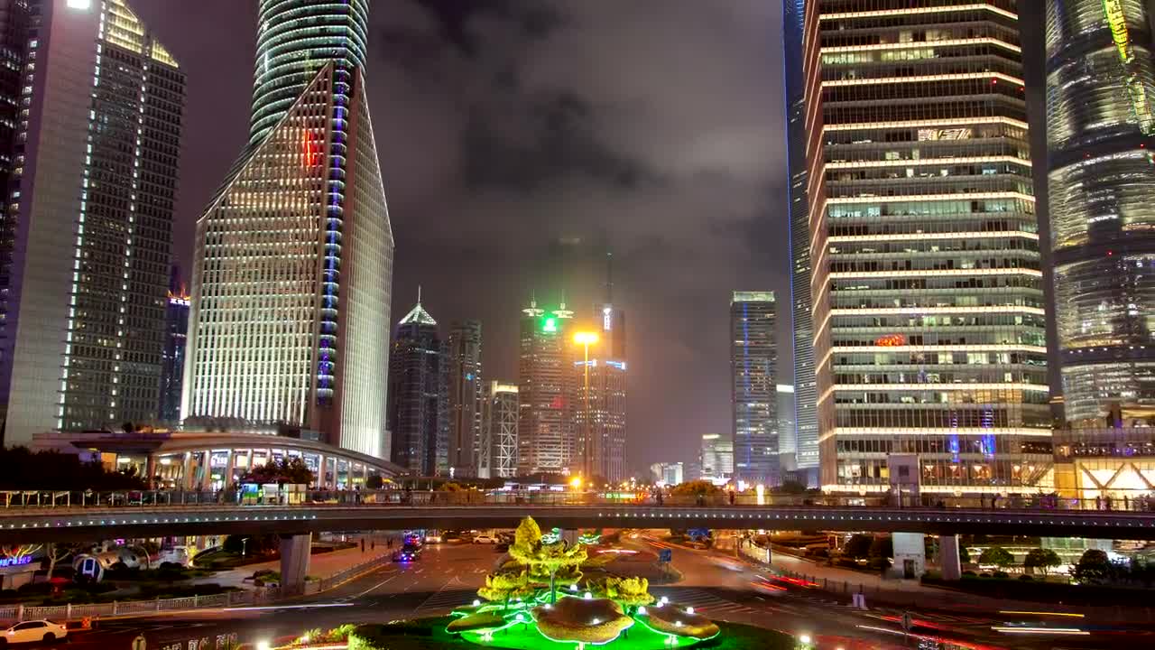 Free Stock Video Shanghai Roundabout And Skyscrapers At Night Live Wallpaper - Free Download