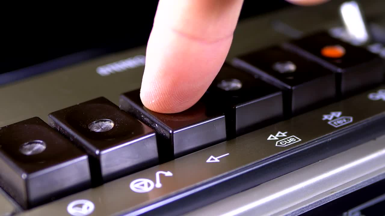 Video Stock Pushing The Play Button On A Vintage Tape Recorder Live Wallpaper Free - Free Download