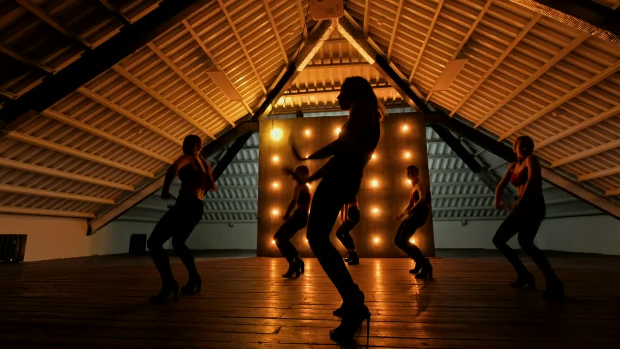 Free Stock Video Silhouettes Of Dancing Girls Performing At A Dark Stage Live Wallpaper - Free Download