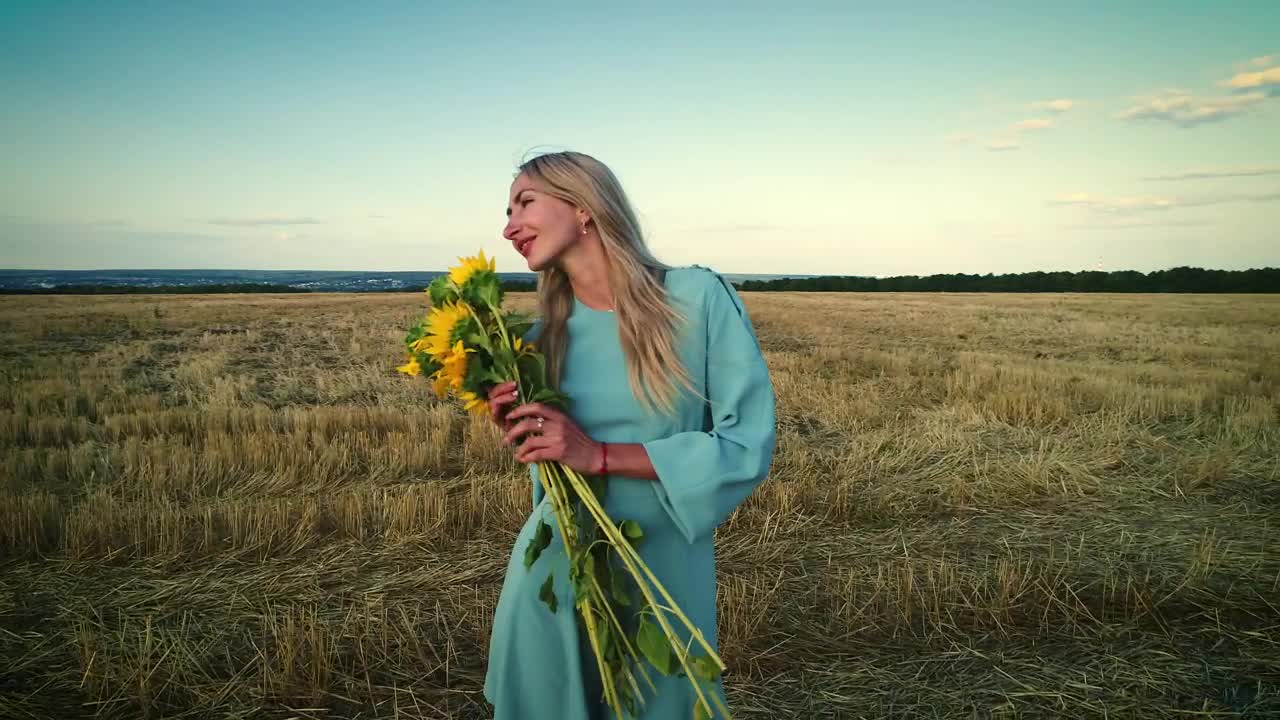 Stock Footage Woman And Sunflowers In The Countryside Live Wallpaper - Free Download