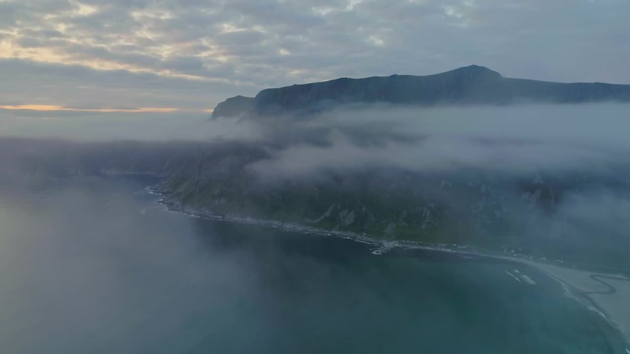 Stock Video Cloudy Aerial View Of Hoddvika Beach In Norway Live Wallpaper For PC - Free Download