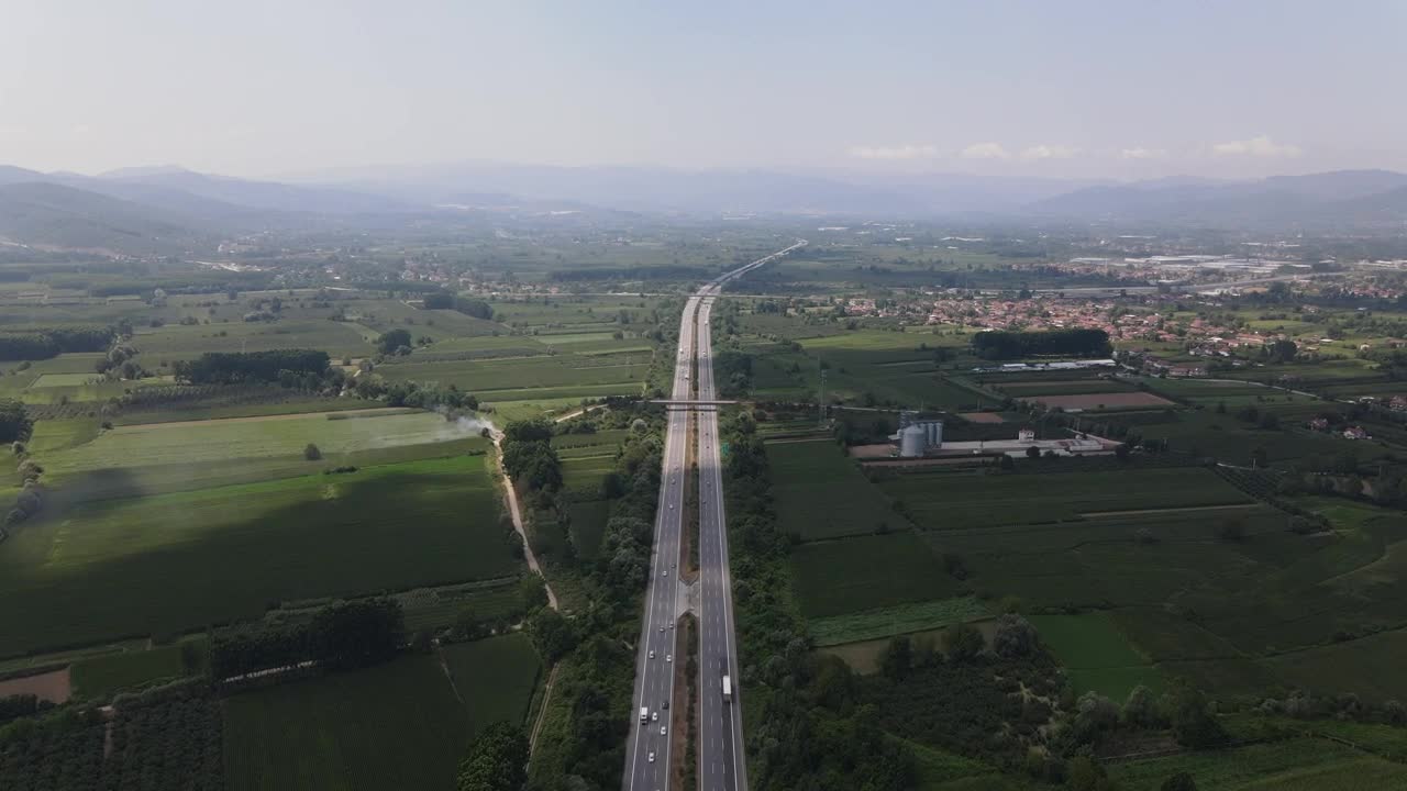 Stock Video Highway Between Large Green Fields From Very High Animated Wallpaper - Free Download