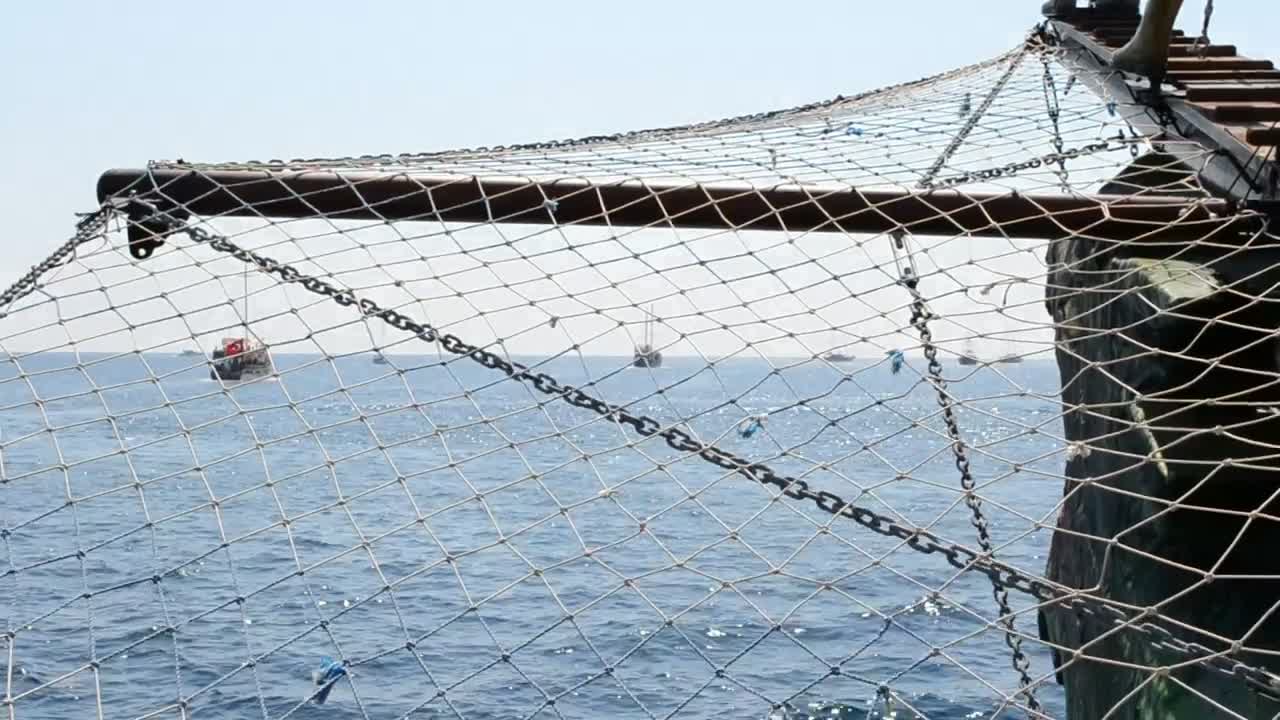 Stock Video Looking Through Boat Nets At The Coast Animated Wallpaper - Free Download