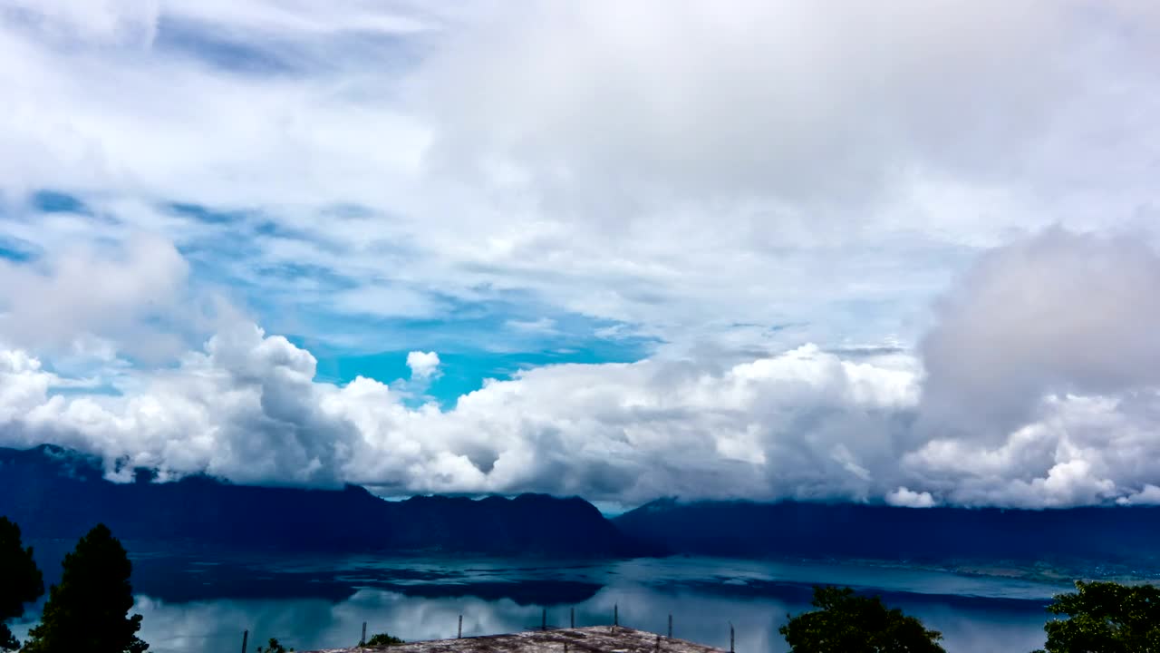 Free Video Stock thick clouds above a still lake Live Wallpaper - Free Download