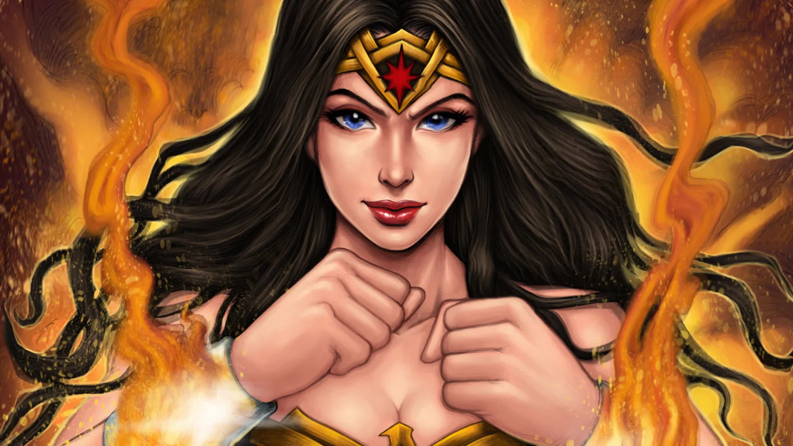 Wonder  Woman  Dark  Hair  Blue  Eyes  Comics  Artwork  2K  Live  Wallpaper - Free Download