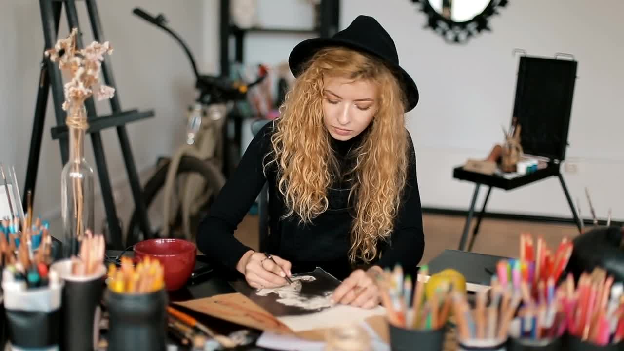 Stock Video Graphic Designer Working In Her Studio Live Wallpaper For PC - Free Download