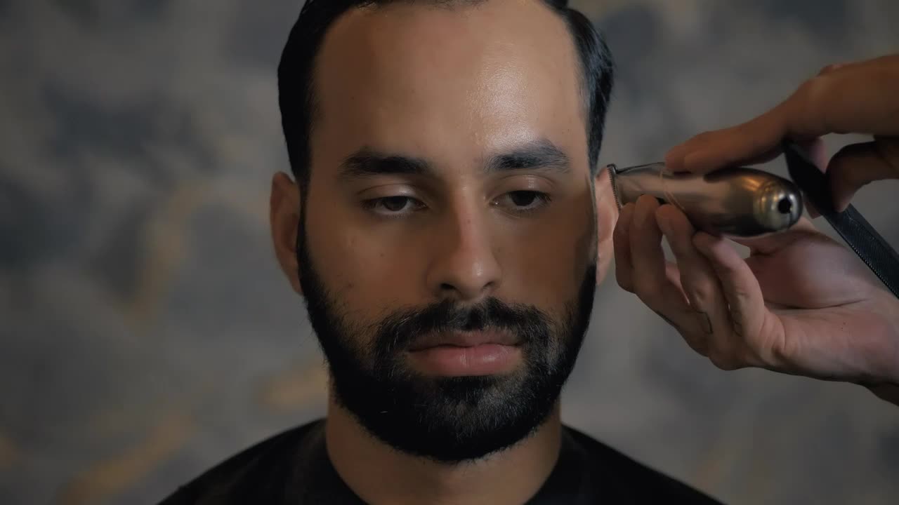 Stock Video Face Of A Man During A Haircut In A Barbershop Live Wallpaper For PC - Free Download