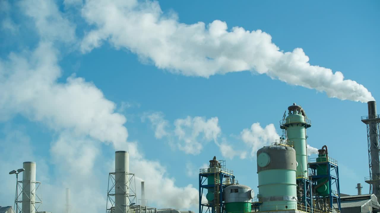 Free Video Stock towers and steam outlets of an industrial plant Live Wallpaper - Free Download