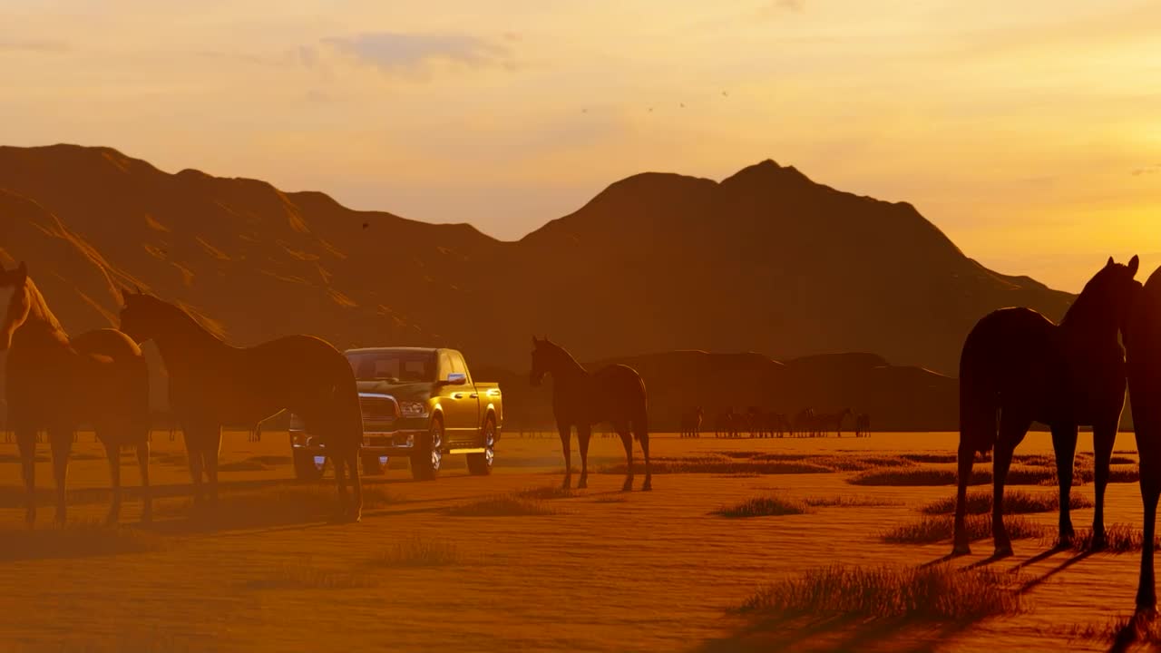 Free Stock Video Wild Horses And A Rancher In His Truck Live Wallpaper - Free Download
