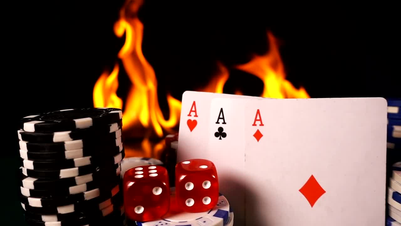 Video Stock Presentation Of Cards Dice Chips With Fire In The Background Live Wallpaper Free - Free Download