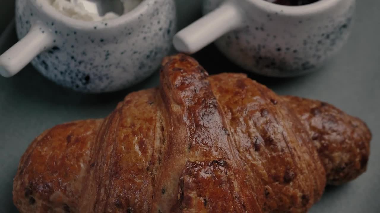 Stock Video Croissant On A Gray Plate Live Wallpaper For PC - Free Download