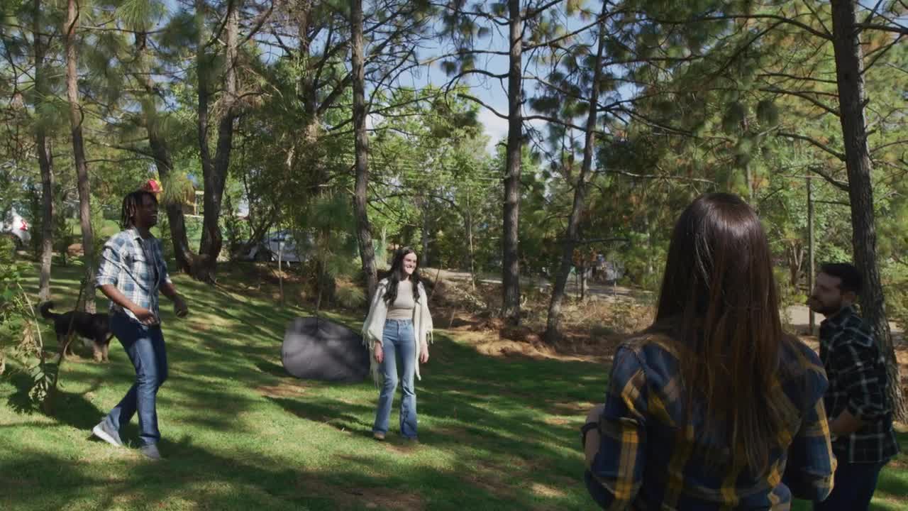 Stock Video Four Friends Playing In A Garden With A Ball Live Wallpaper For PC - Free Download