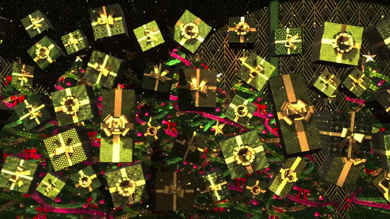 Video Stock Christmas Gifts In Boxes With Golden Bows Live Wallpaper For PC - Free Download