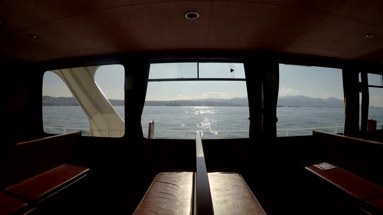 Stock Video Panoramic View Of The Sea From Inside A Ferry Live Wallpaper - Free Download