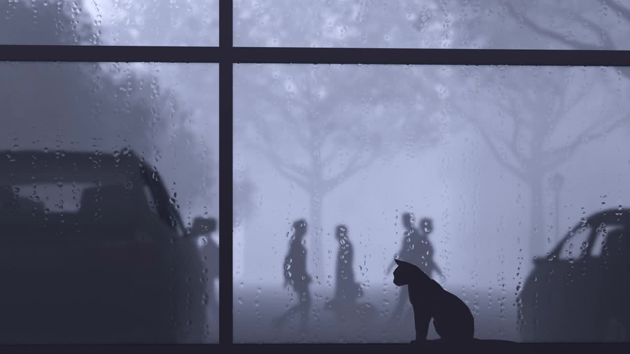 Video Stock Cat By A Window While It Rains Outside Live Wallpaper For PC - Free Download