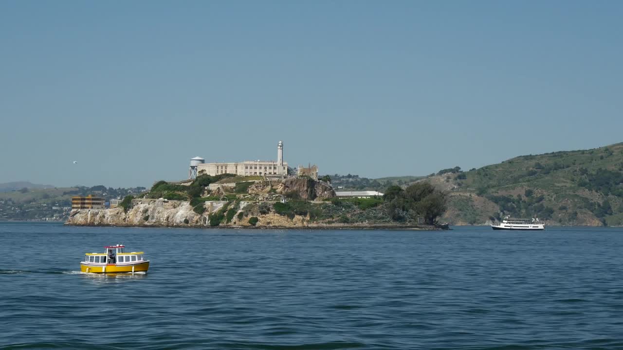 Free Video Stock Small Cruise Ship Passing By Alcatraz Island Live Wallpaper - Free Download