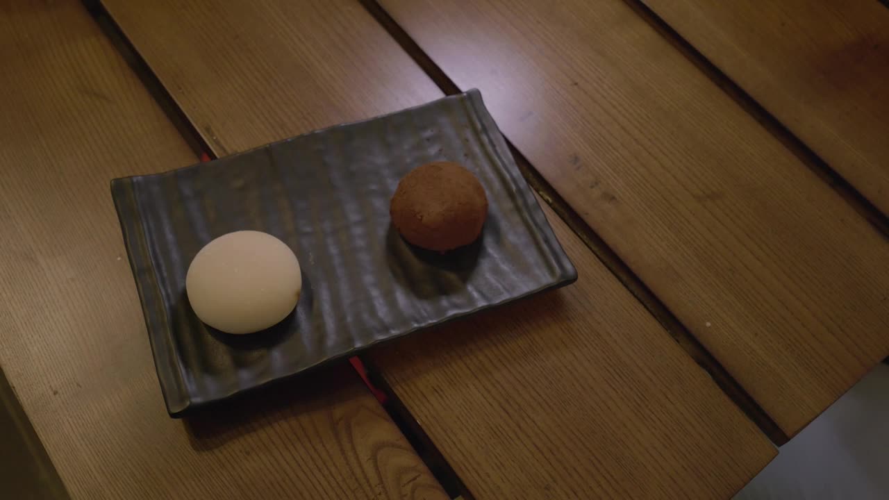 Stock Video Mochi Dessert On A Brown Plat Animated Wallpaper - Free Download