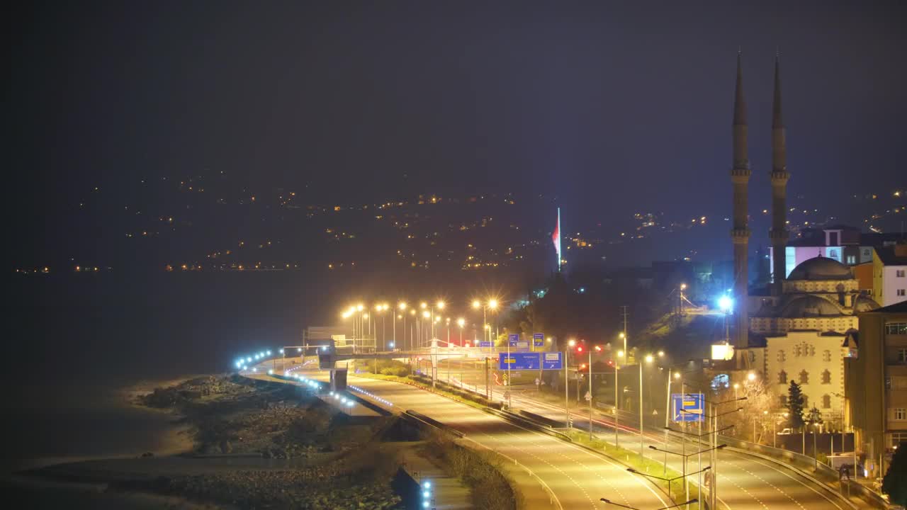 Video Stock City Night Lights On A Road Near The Seashore Live Wallpaper For PC - Free Download