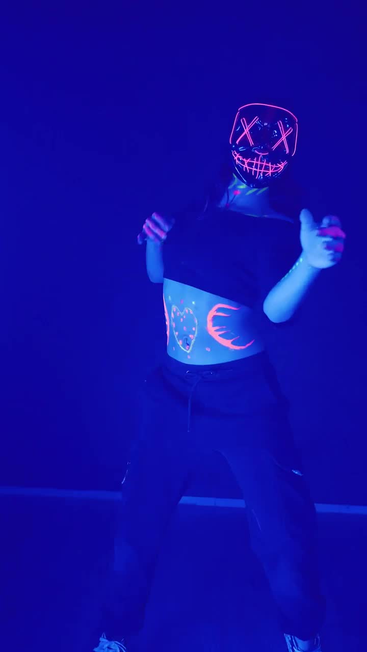 Stock Video Girl With A Mask With Lights Dancing Under Party Lights Live Wallpaper For PC - Free Download