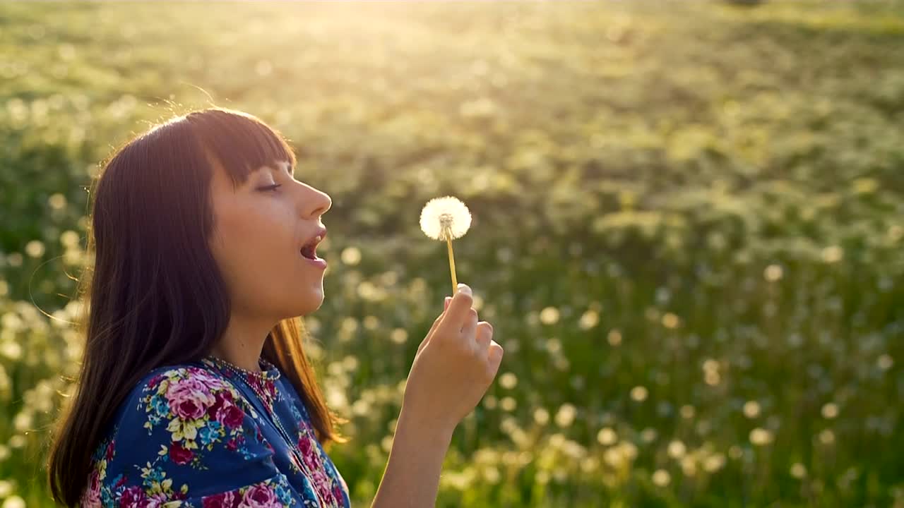Free Stock Video Woman Blowing On A Dandelion In The Meadow Live Wallpaper - Free Download