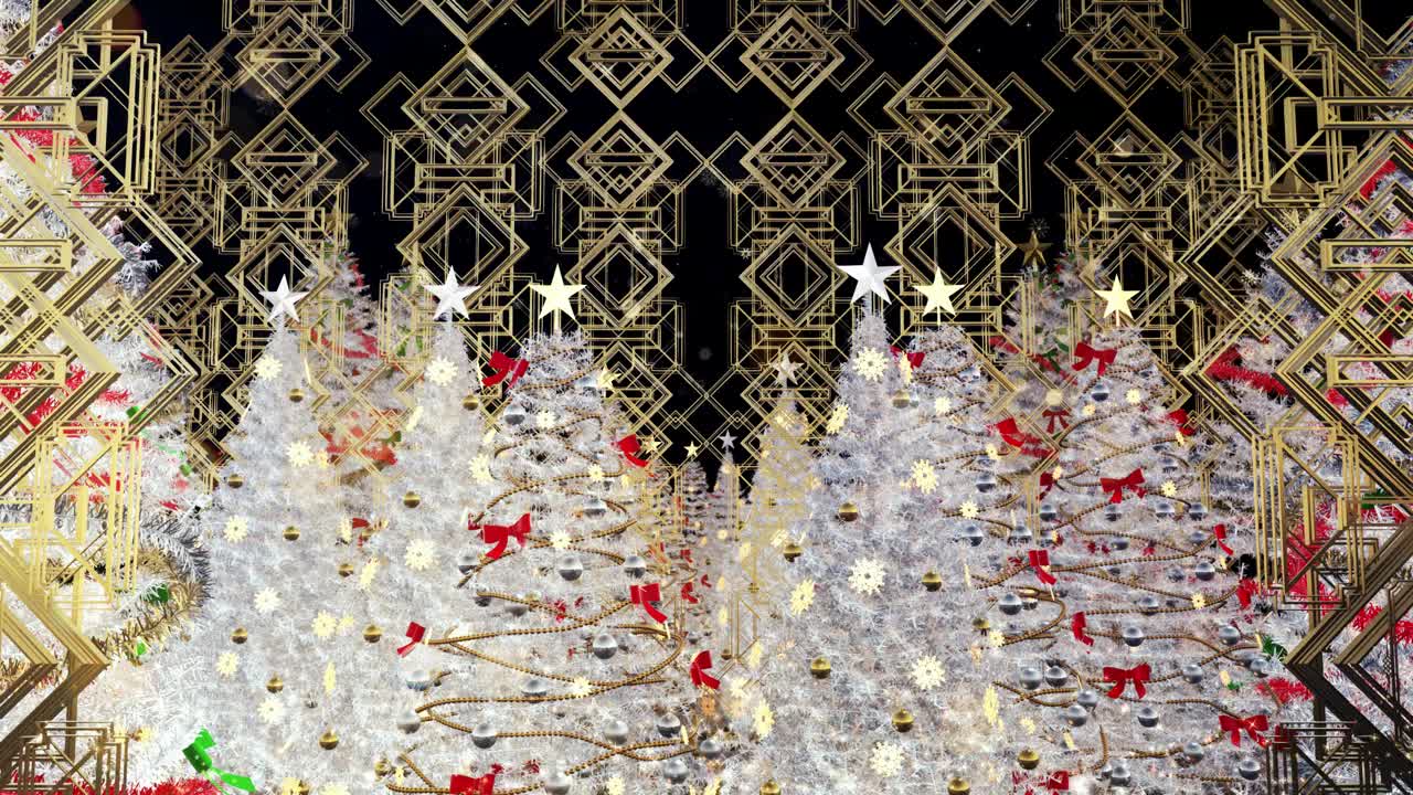 Video Stock Christmas Trees With Gold Figures And Ornaments Live Wallpaper For PC - Free Download