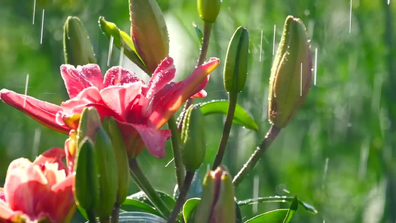 Stock Video Beautiful Pink Flower Under The Rain Closeup Live Wallpaper For PC - Free Download