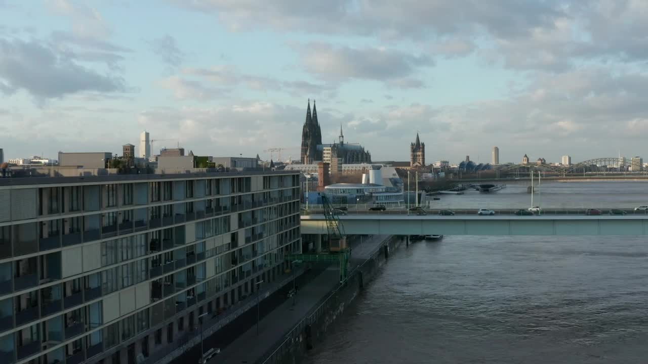 Stock Video Panoramic City View Along The River In Germany Live Wallpaper - Free Download