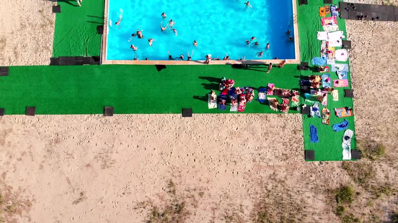 Stock Video Flying Over A Crowded Swimming Pool Live Wallpaper For PC - Free Download