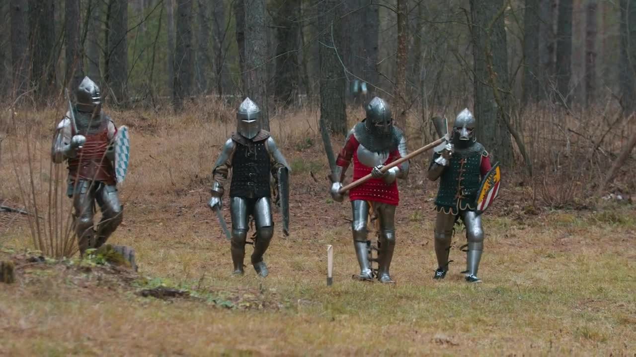 Stock Video Medieval Warriors In Armor In A Fores Animated Wallpaper - Free Download