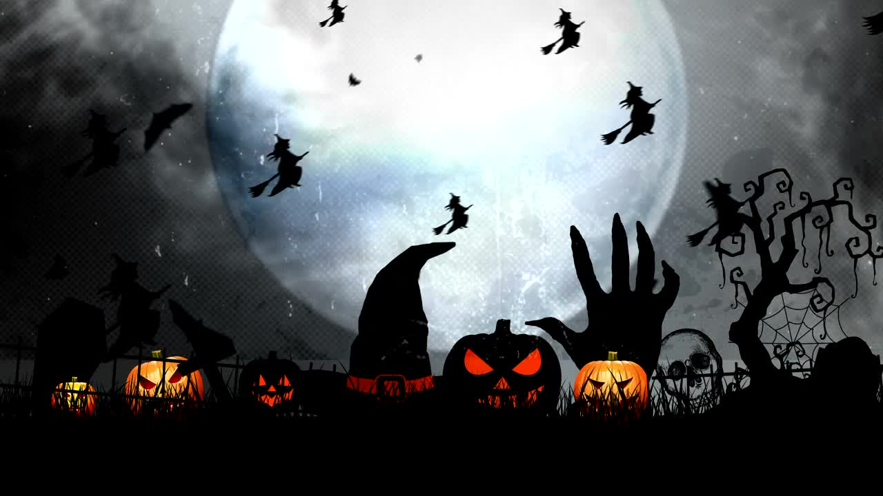 Stock Video Halloween D Animation On The Cemetery At Night Live Wallpaper For PC - Free Download