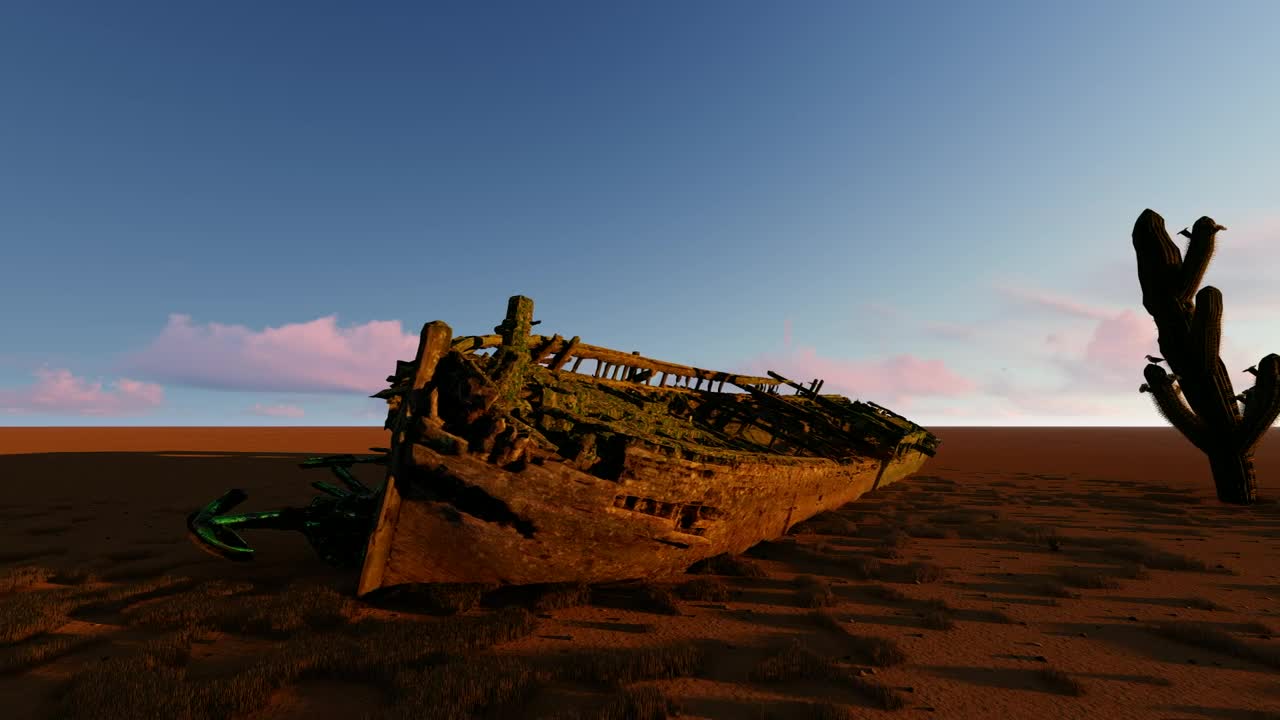 Stock Video Old Ship In The Sand Of A Desert Live Wallpaper - Free Download