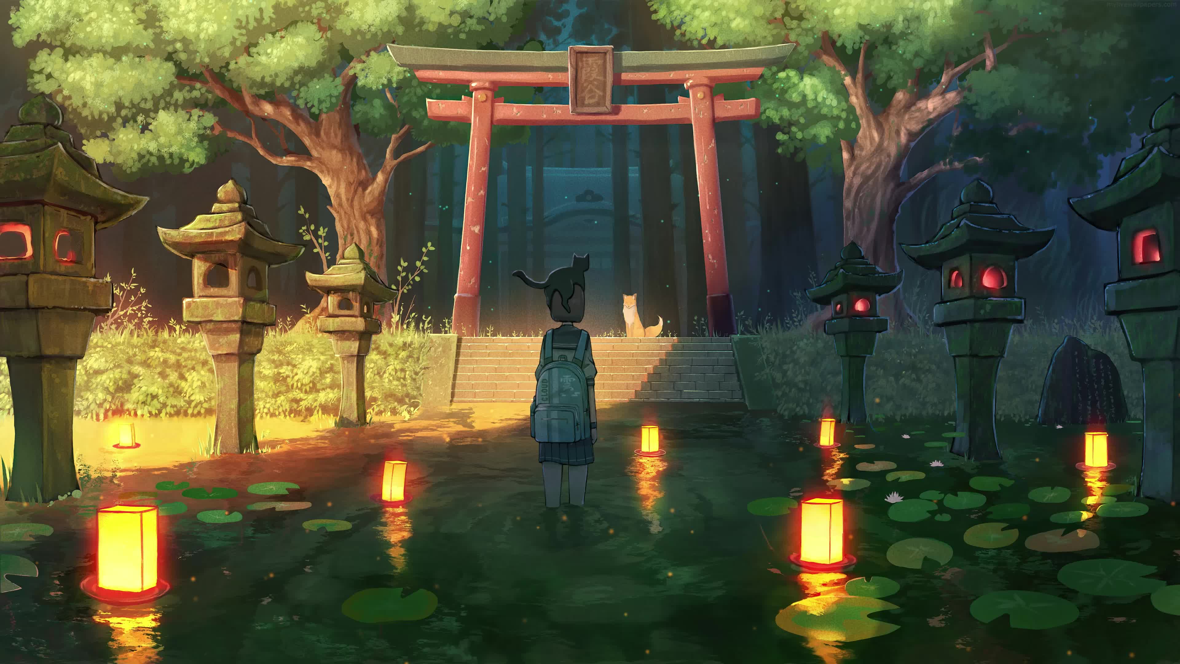 Anime Schoolgirl Adventure 4K Live Wallpaper - Free Download